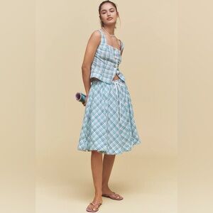 NWT Maeve Drawstring A-Line Cotton Midi Skirt Size S